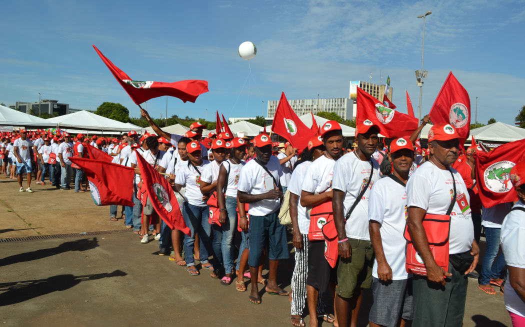 Landless Workersâ Movement (MST) gather this week in BrasÃ­lia to celebrate 30 years of existence and to discuss its aims for the coming years on February 10, 2014. Lucy Jordan / Anadolu Agency
