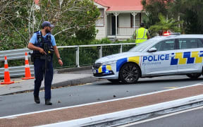 Police at the scene in Henderson today.