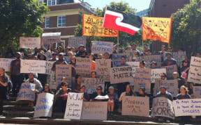 Students protesting the loss of a whānau  mentoring programme at Victoria University.