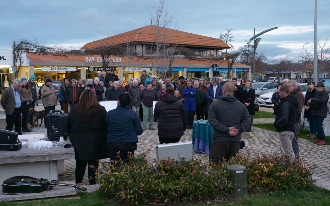 Sixty locals turned out to the vigil next to Havelock North's central water fountain.