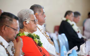 During better times: Prime Minister Fiame, second left, and Laauli Leuatea Schmidt, third form left, during a FAST Party gathering in Apia. 9 November 2020