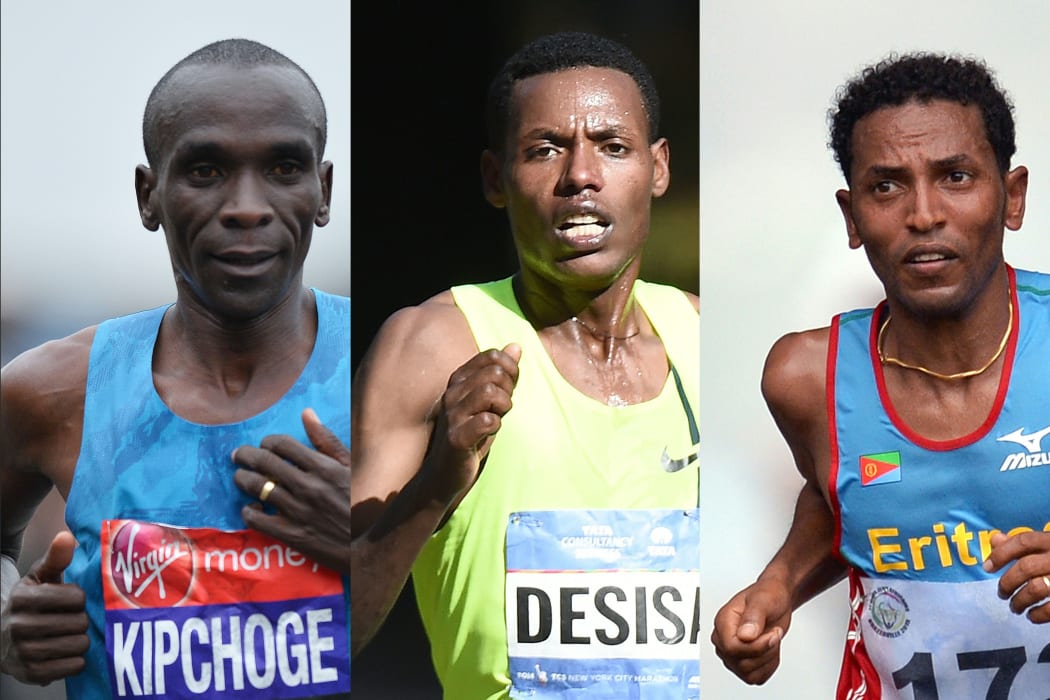 A composite picture of Kenya's Eliud Kipchoge (left), Ethiopia's Lelisa Desisa (centre) and Eritrea's Zersenay Tadese.