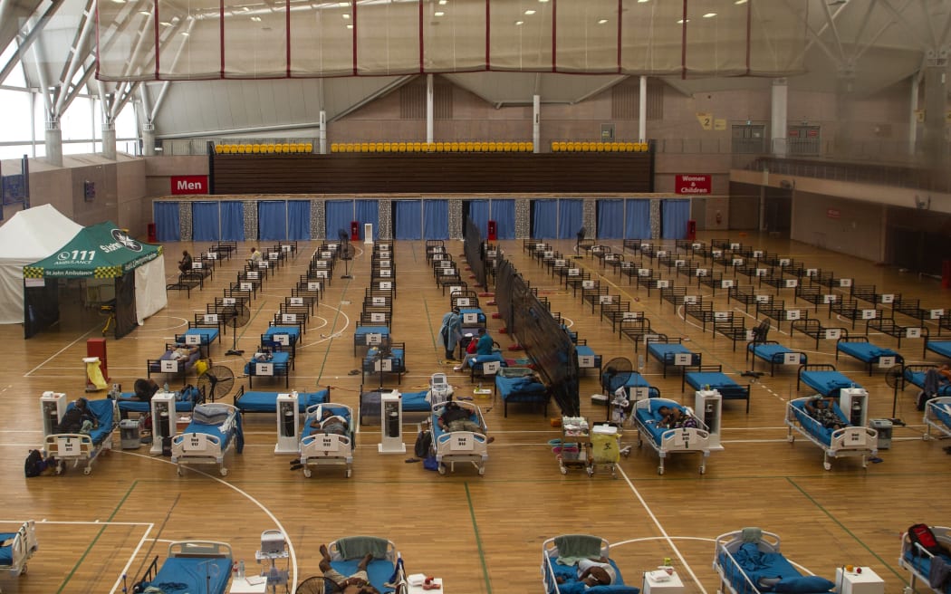 Patients are treated at a makeshift Covid-19 hospital in Port Moresby on October 9, 2021.