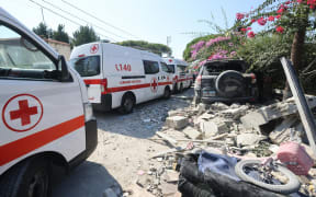 A view of the destruction at the site of an Israeli strike on the Mount Lebanon village of Maaysra, east of the Christian coastal town of Byblos, on September 25, 2024. Lebanon said 15 people were killed in Israeli strikes on September 25, including two rare strikes in mountain areas outside Hezbollah's traditional strongholds in the south and east.