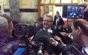 Gerry Brownlee speaking to media at Parliament on Thursday.