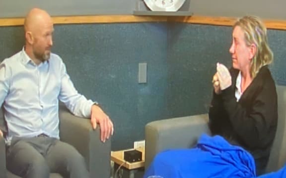 Lauren Dickason being interviewed by police in Timaru Police Station on 17 September, 2021.