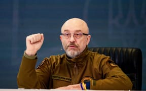 Ukrainian Defence Minister Oleksii Reznikov speaks during a press conference in Kyiv on February 5, 2023, amid the Russian invasion of Ukraine.