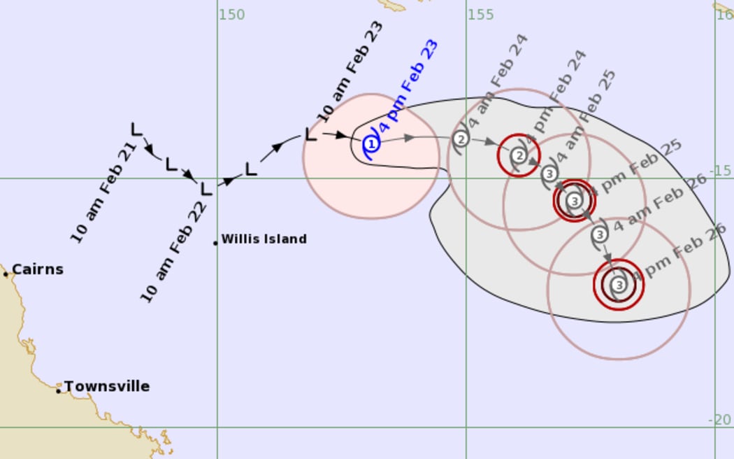 Tracking map for Tropical Cyclone Alfred 22U