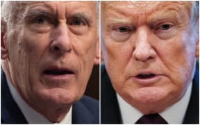 US President Donald Trump and the US national intelligence director Dan Coats.