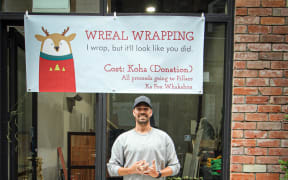 Morgan Williams at his Wreal Wrapping booth