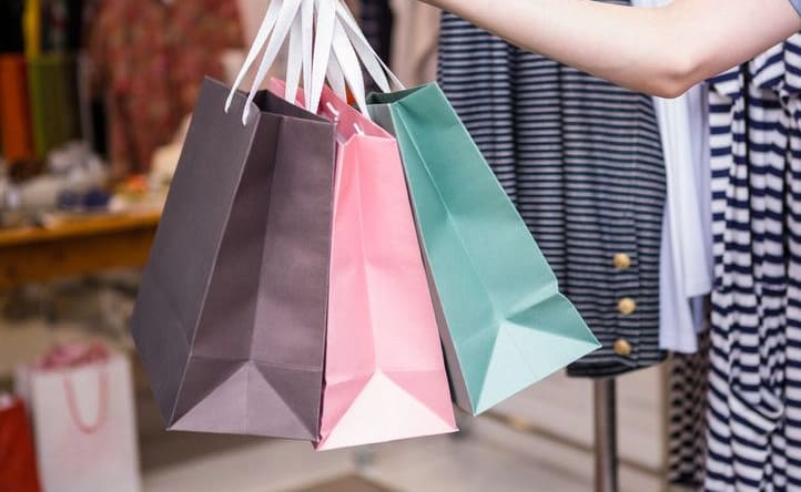 Shopping bags in fashion store