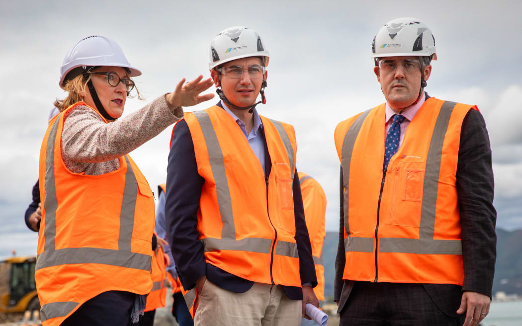 Chris Bishop and Simeon Brown at the site of Te Ara Tupua
