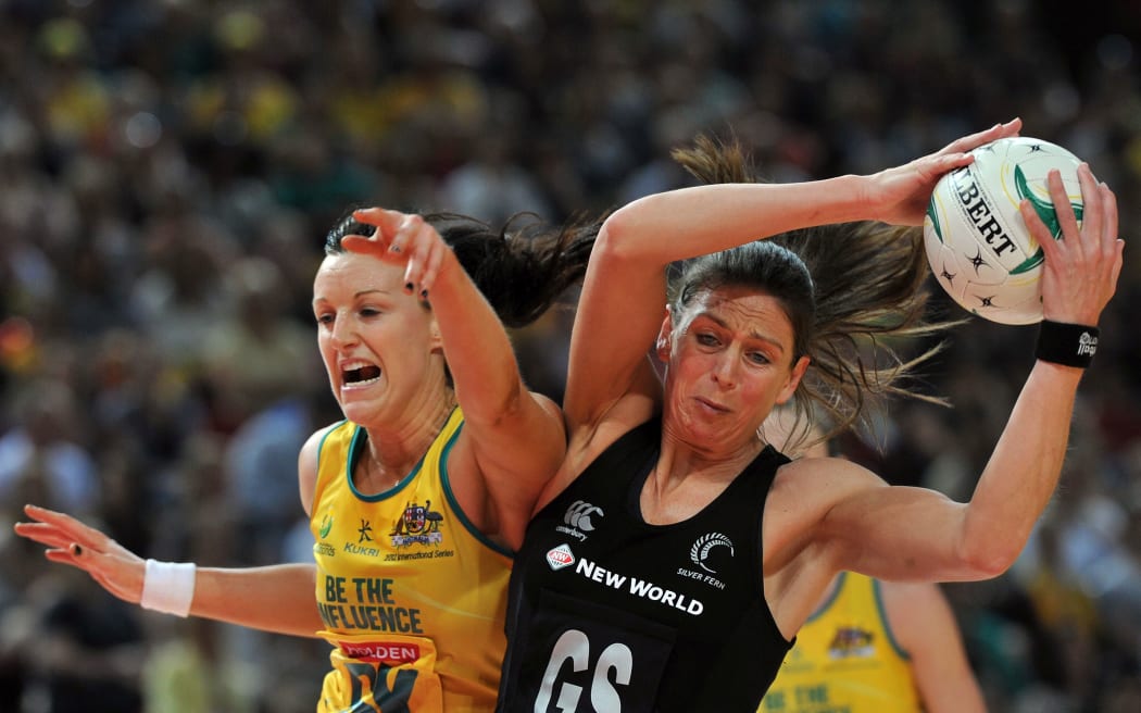 Irene van Dyk (right) and Bianca Chatfield from Australia in 2012.