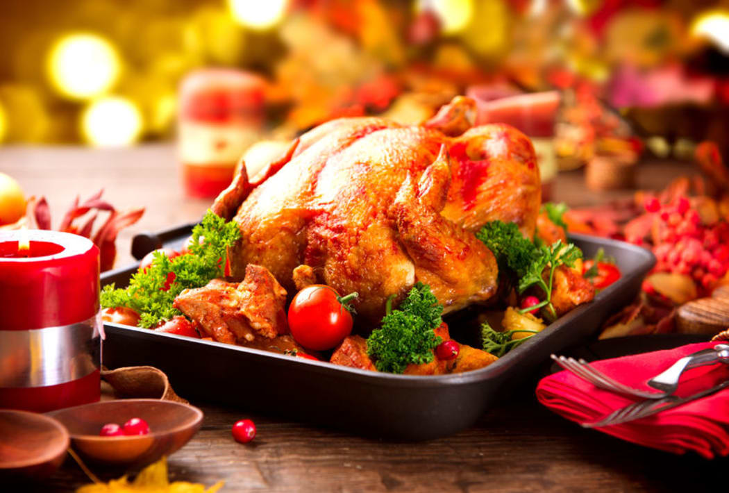 A turkey Christmas dinner.