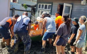 Clean up in Wairoa following Cyclone Gabrielle.