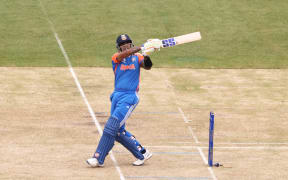 Suryakumar Yadav of India plays a shot during the ICC Men's T20 Cricket World Cup.