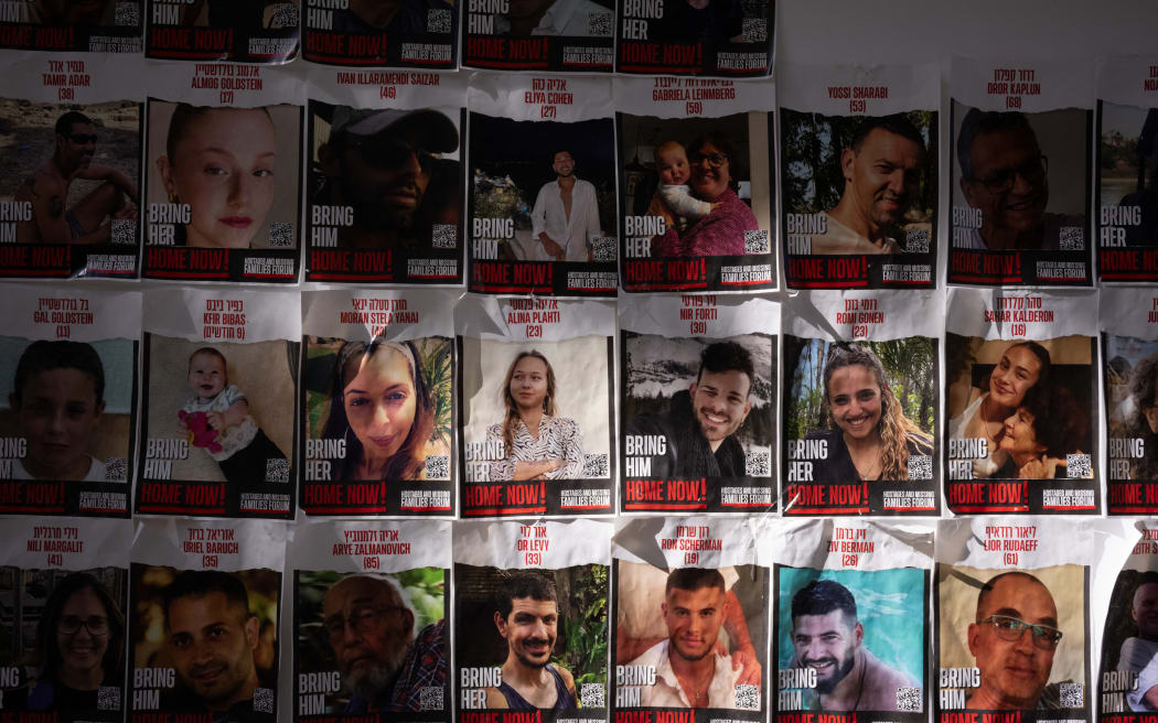 ISRAEL, TEL-AVIV, 2023-11-21. Signs of Hamas hostages on a wall. Photograph Raphael Gotheil / Hans Lucas.
ISRAEL, TEL-AVIV, 2023-11-21. Des affiches representant les otages detenus par le Hamas. Photographe Raphael Gotheil / Hans Lucas. (Photo by Raphael Gotheil / Hans Lucas / Hans Lucas via AFP)