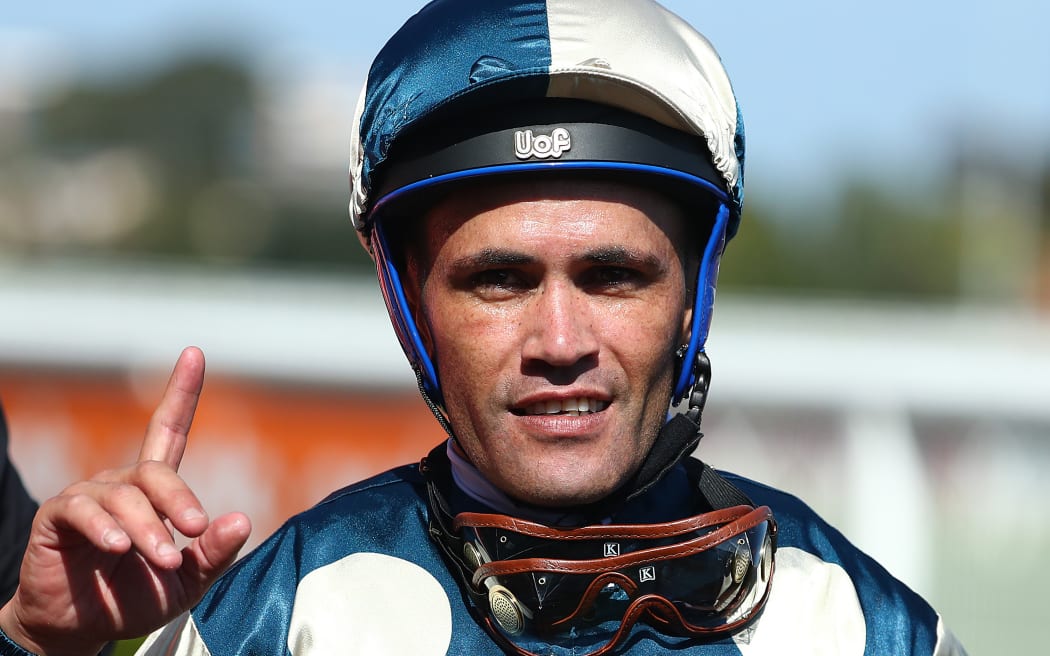 MELBOURNE, AUSTRALIA - FEBRUARY 22: Jockey Michael Walker reacts after riding Tagaloa to win race 7 the Blue Diamond Stakes during Melbourne Racing at Caulfield Racecourse on February 22, 2020 in Melbourne, Australia. (Photo by Kelly Defina/Getty Images)