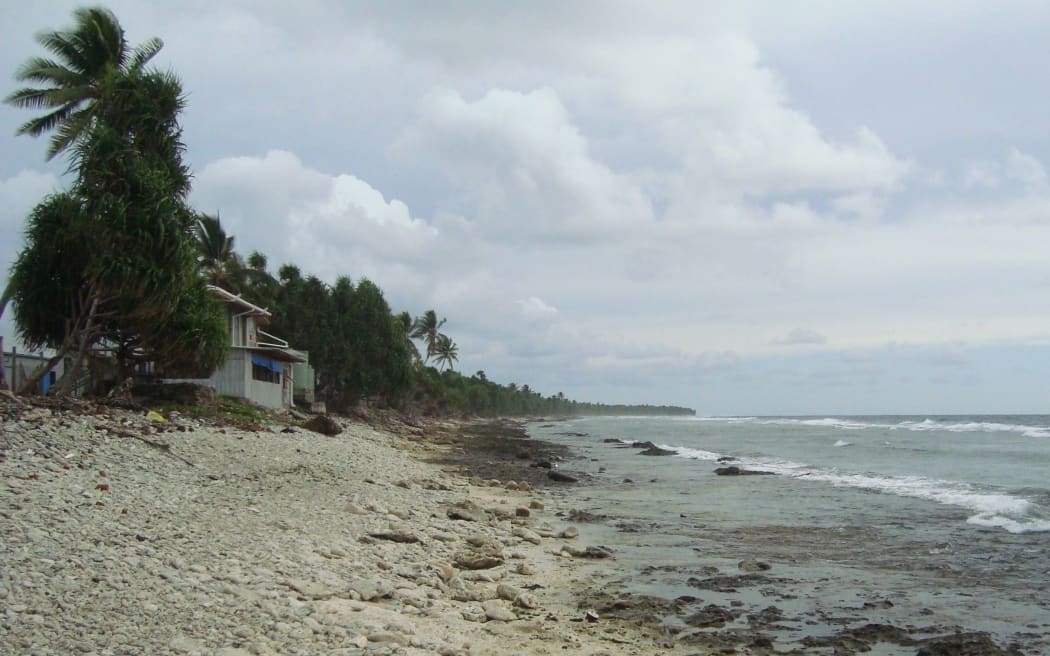 Funafuti's oceanside shoreline, Tuvalu