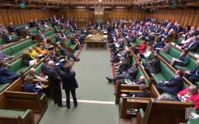 A video grab from footage broadcast by the UK Parliament's Parliamentary Recording Unit (PRU) shows MPs listening to speakers during a business motion for a second round of indicative votes in the House of Commons in London on April 1, 2019.