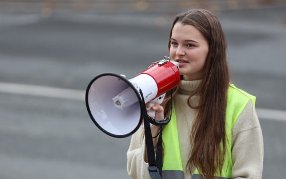 Nayland College student Astrid Sayer hoped that cycling would be less dangerous in the future so children can be safer on their way to school. Photo: Max Frethey/Nelson Weekly. [via LDR single use only]