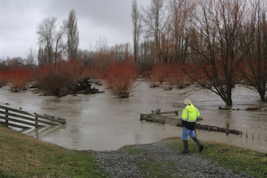 Robin Jessep surveys the waters encroaching on his outer-Ashburton farm