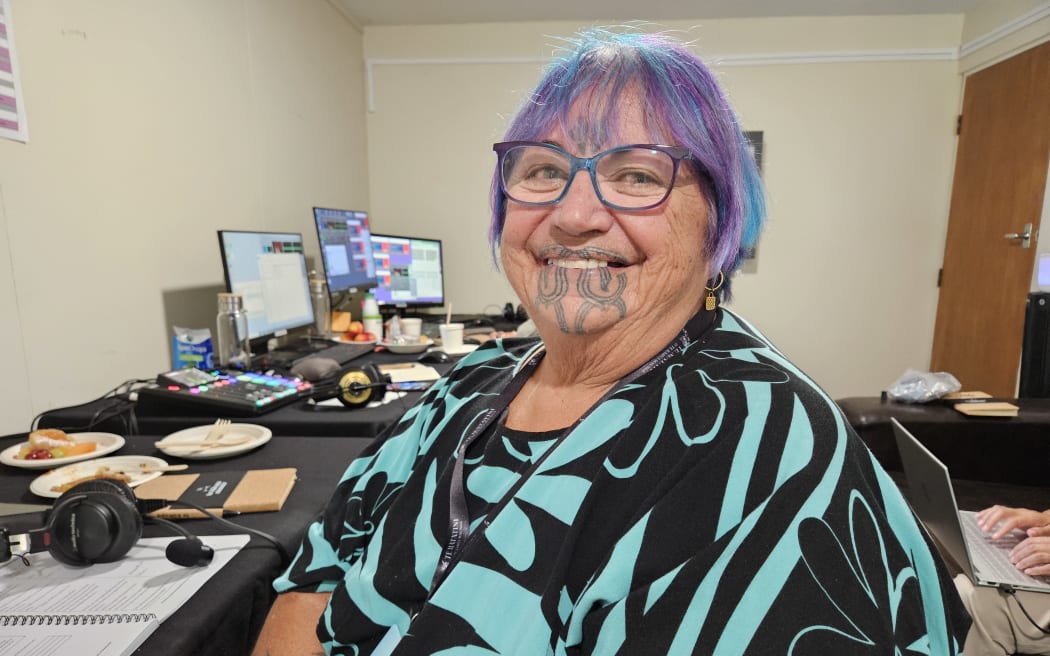Dr Te Rita Papesch in the Haka Translate bunker