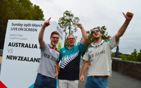 New Zealand fans in Melbourne get ready to support the Black Caps.