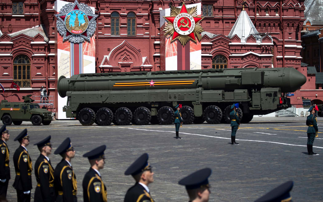 In this file photo a Russian army RS-24 Yars ballistic missile system moves through Red Square during a military parade, marking the 75th anniversary of the Soviet victory over Nazi Germany in World War Two, in Moscow on June 24, 2020.