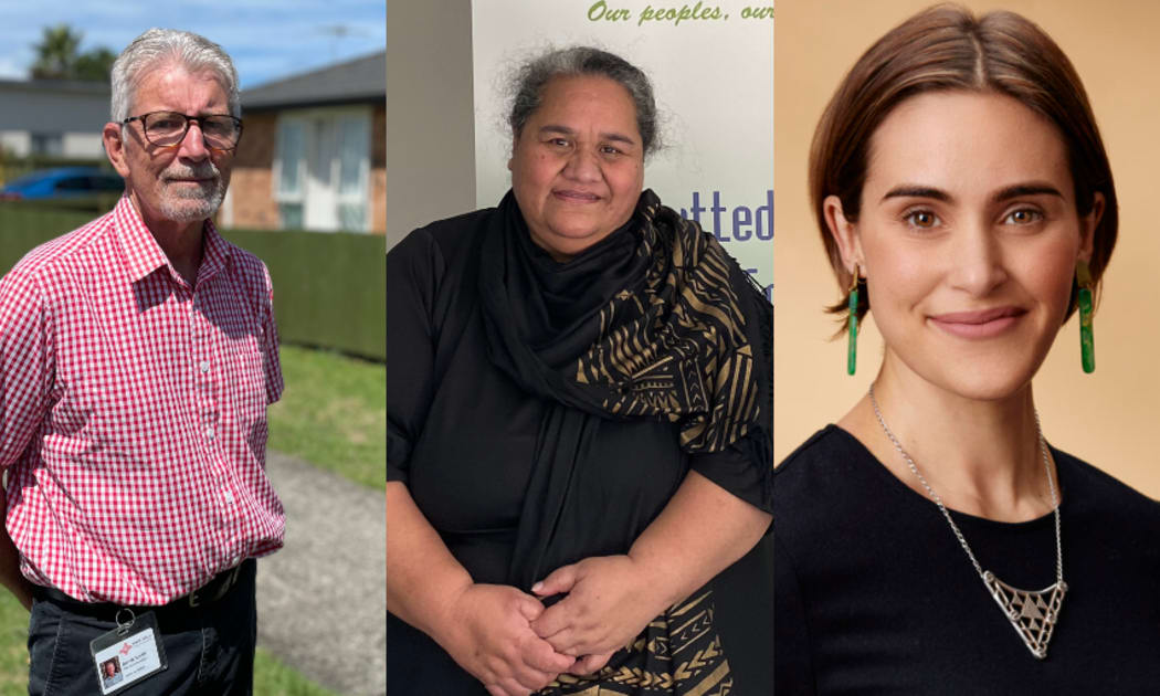 Monte Cecilia Housing Trust's Bernie Smith, Penina Trust's Roine Lealaiauloto Community Housing Aotearoa's Vic Crockford.