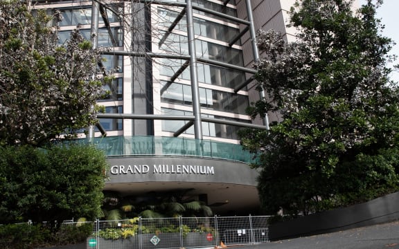 The Grand Millennium Hotel, which is being used as a managed isolation facility, in Auckland CBD.