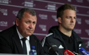 Ian Foster and Sam Cane after loss to the Springboks in London, 2023.