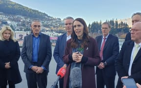Jacinda Ardern and Kelvin Davis in Queenstown