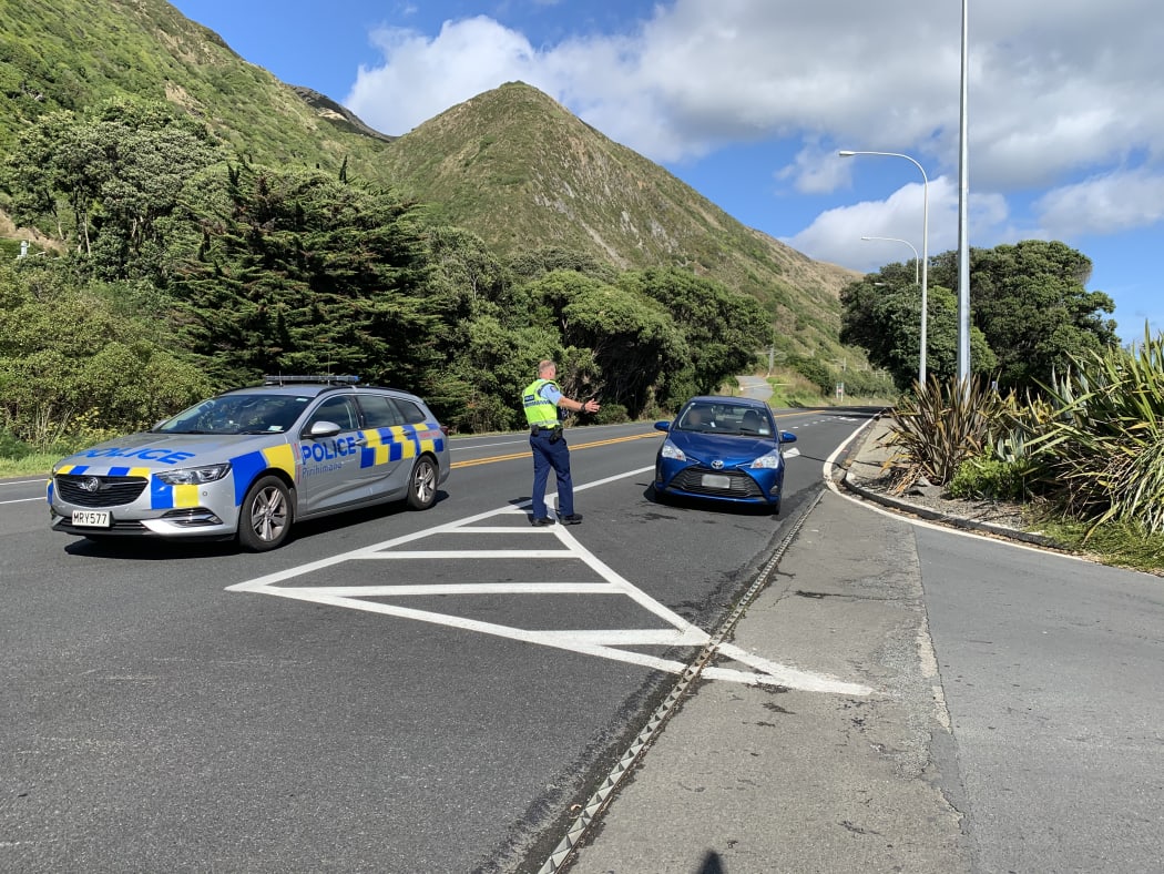 Police checkpoint at Paekakariki