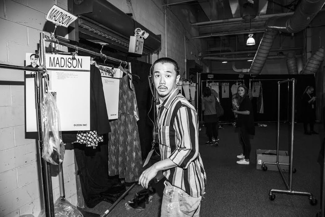 Jonathan back stage for Suno Spring 2016 (September 2015 at NYFW)