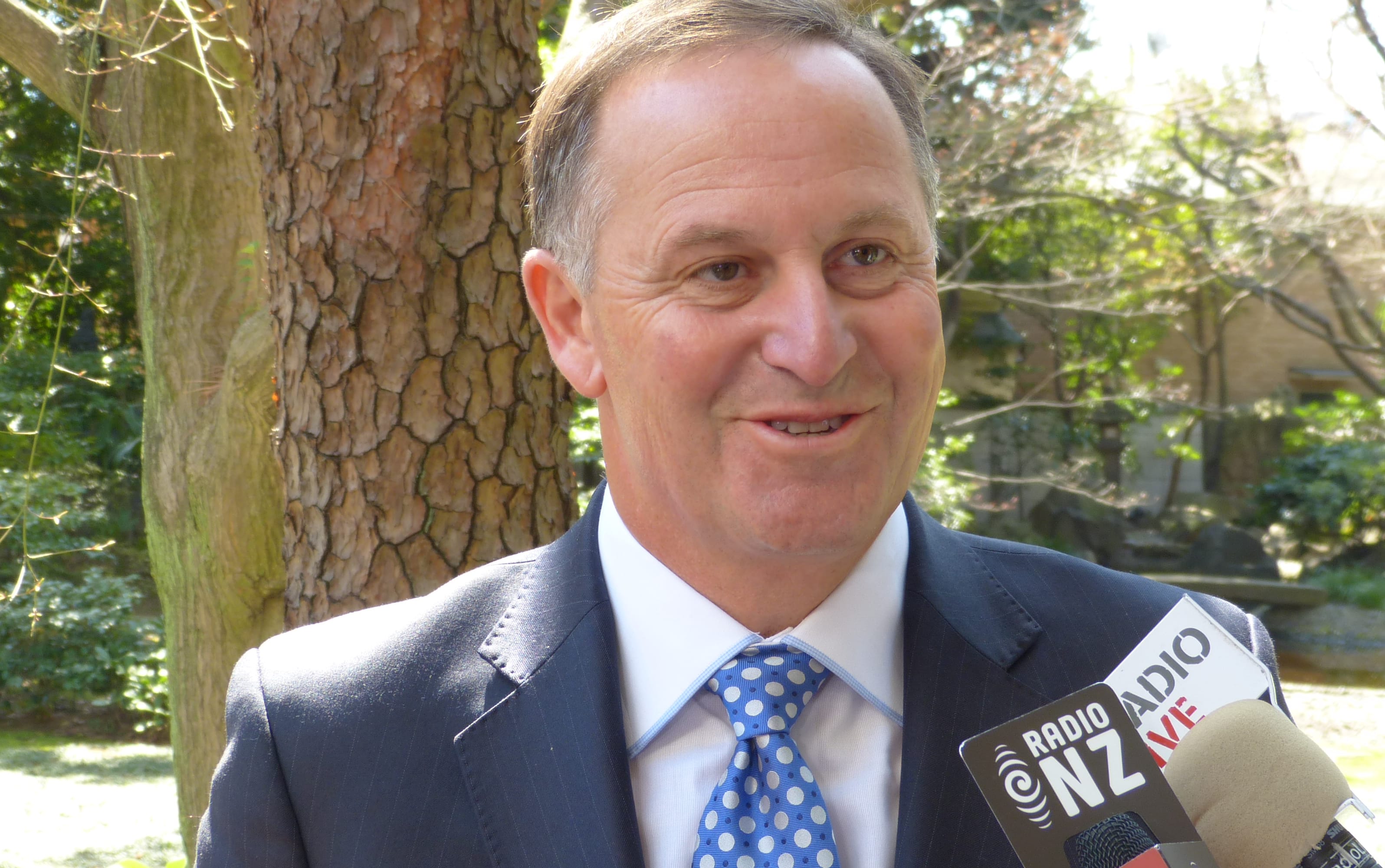 Prime Minister John Key talking to reporters in Japan in Wednesday