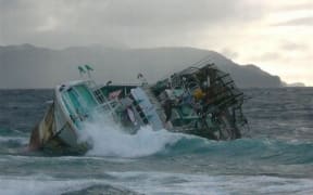 Seahawk 68, grounded on the reef just outside of American Samoa