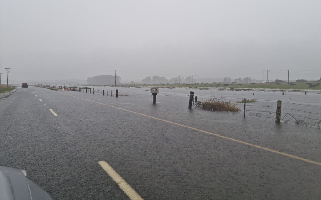 State Highway 67 from Westport to Cape Foulwind during heavy rain in early February 2022.