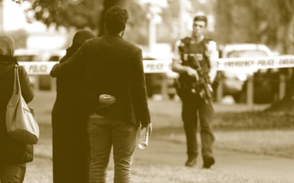 Deans Ave cordon during the Christchurch terror attacks. DEFCON