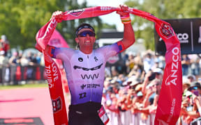 Trevor Foley wins the Ironman NZ men's race.