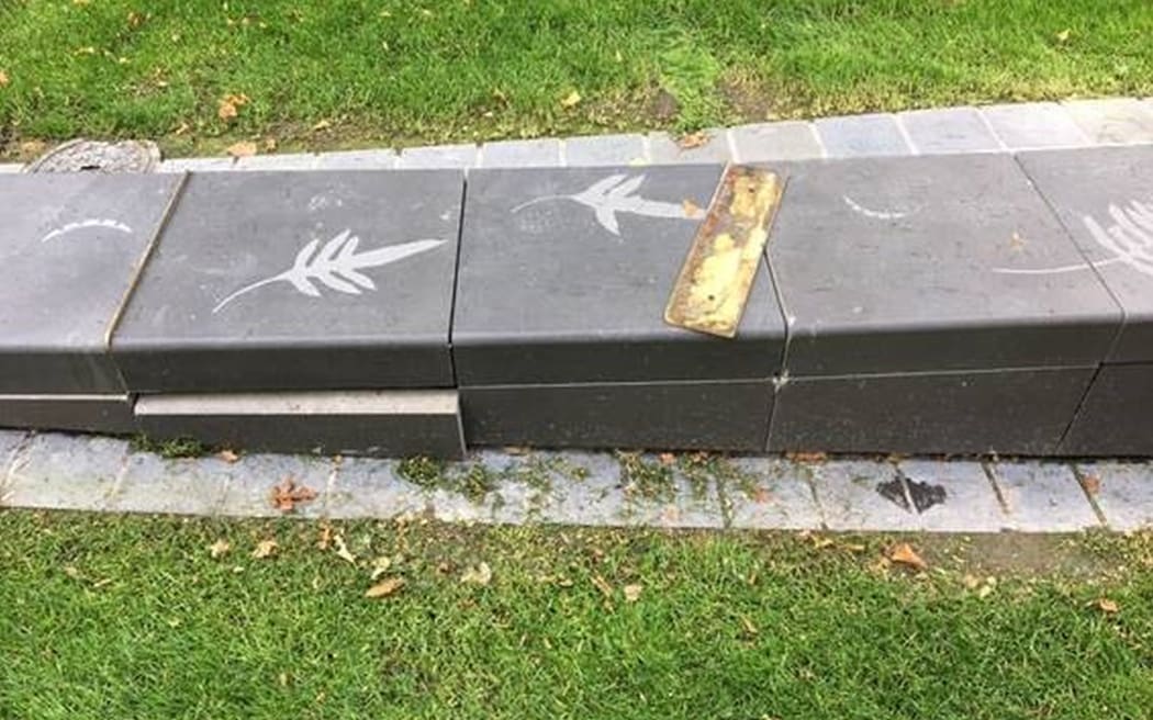 Damage to the newly restored Victoria Square in Christchurch
