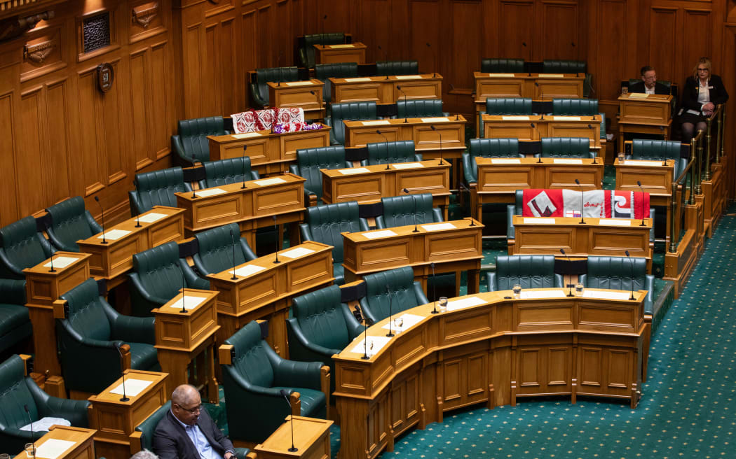 The Green Party's seats at Parliament are empty on 29 February as they attend the funeral of Efeso Collins.