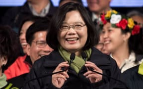 Democratic Progressive Party presidential candidate Tsai Ing-wen celebrates her victory.