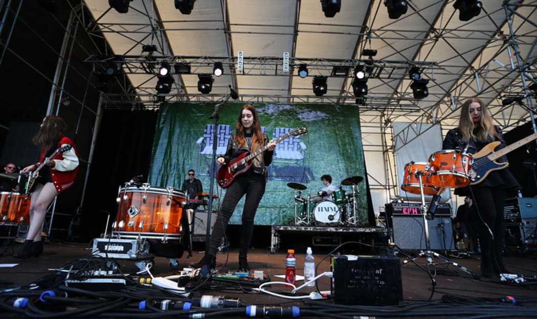 Haim on stage at Laneway.