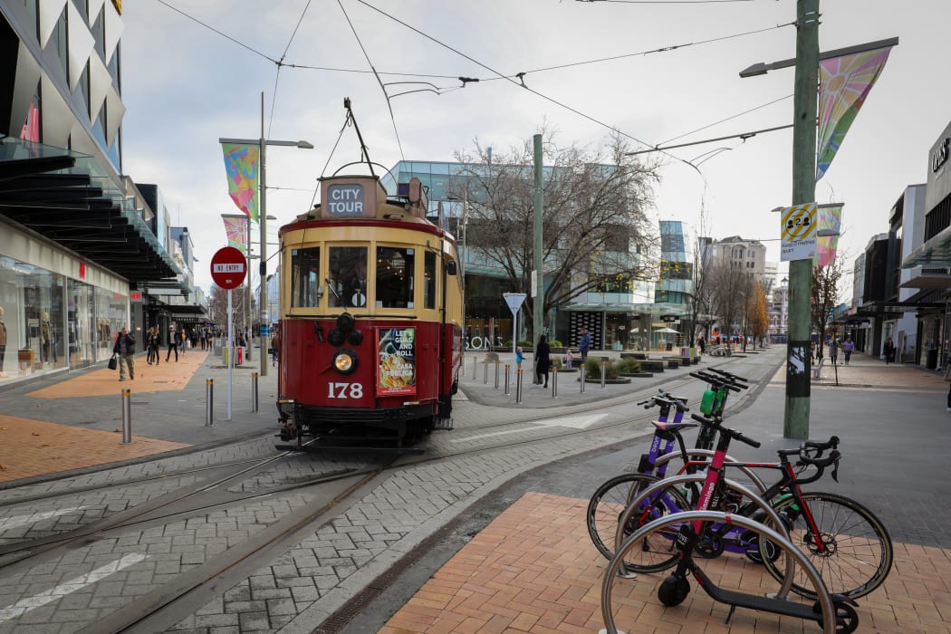 Generic street shot of Christchurch City with tram