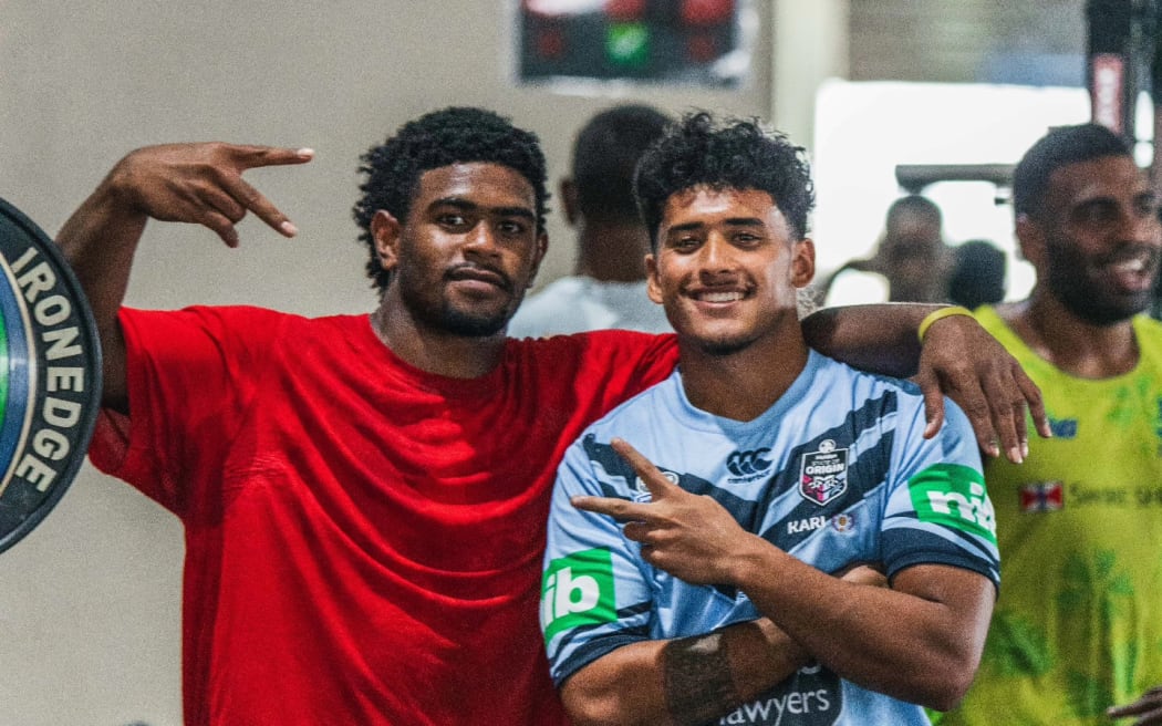 Waqa Nalaga (left) and Isaiah Washington-Ravula all set for the Blues game this weekend. Nalaga says he is grateful for the opportunity. Photo: Fijian Drua