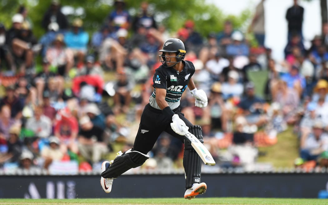 New Zealand player Rachin Ravindra during the 3rd T20 match between New Zealand and Sri Lanka. Saxton Oval, Nelson