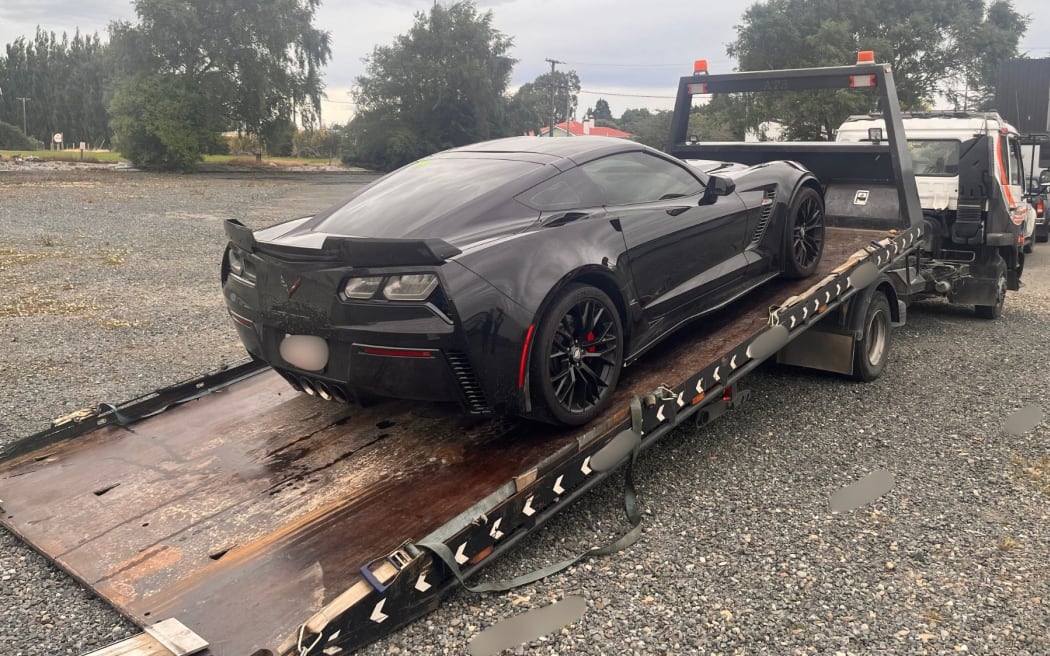A black 2016 Chevrolet Corvette Z06 is impounded after a motorist was spotted driving at four times the posted speed limit.
