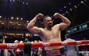 Joseph Parker celebrates beating Martin Bakole.