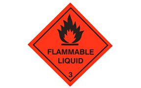 A warning sign for a flammable liquid